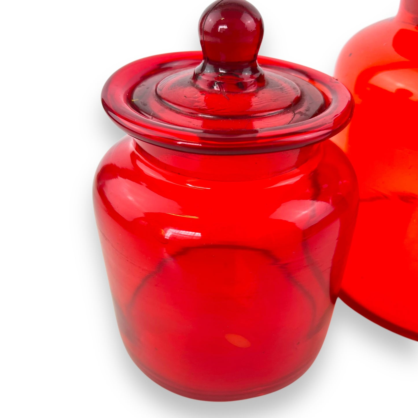 Takahashi Apothecary Jar Set of 2 – Red Glass – Made in Japan