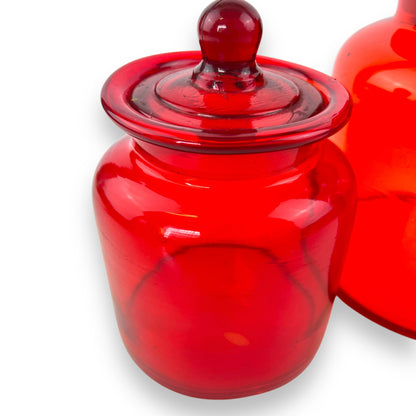 Takahashi Apothecary Jar Set of 2 – Red Glass – Made in Japan