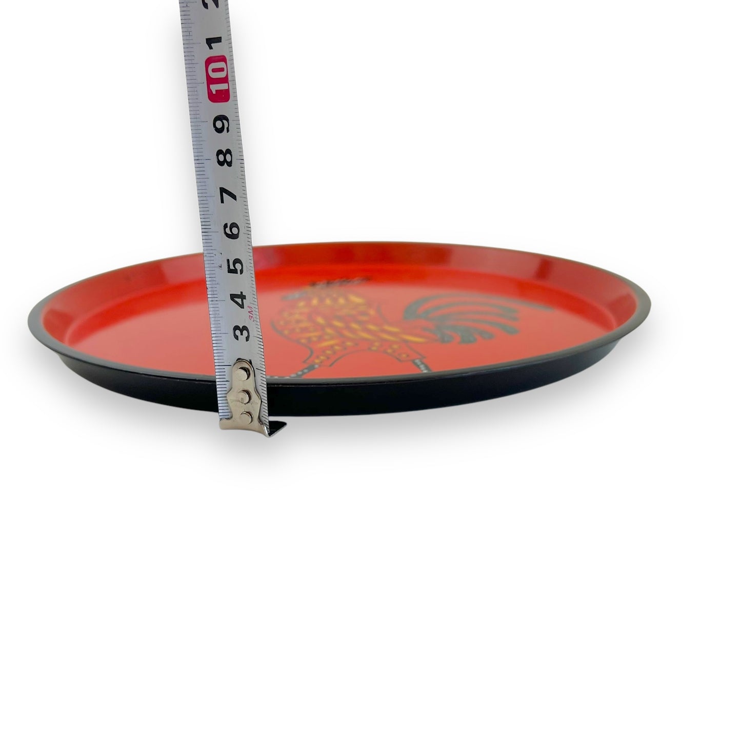 Red Round Plastic Rooster Tray