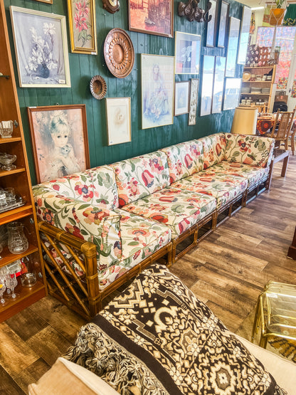 Cane 4 Piece Modular Lounge Floral Cushions