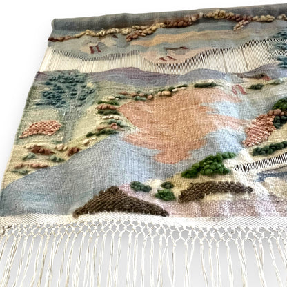 South African Woollen Wall Hanging 'River & Mountain Scene’