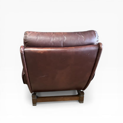 Moran Brown Leather Armchair with footrest