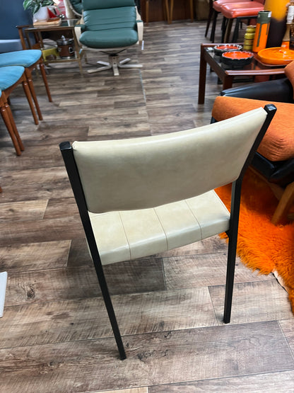 Cream Vinyl Dining Chair – Black Metal Frame