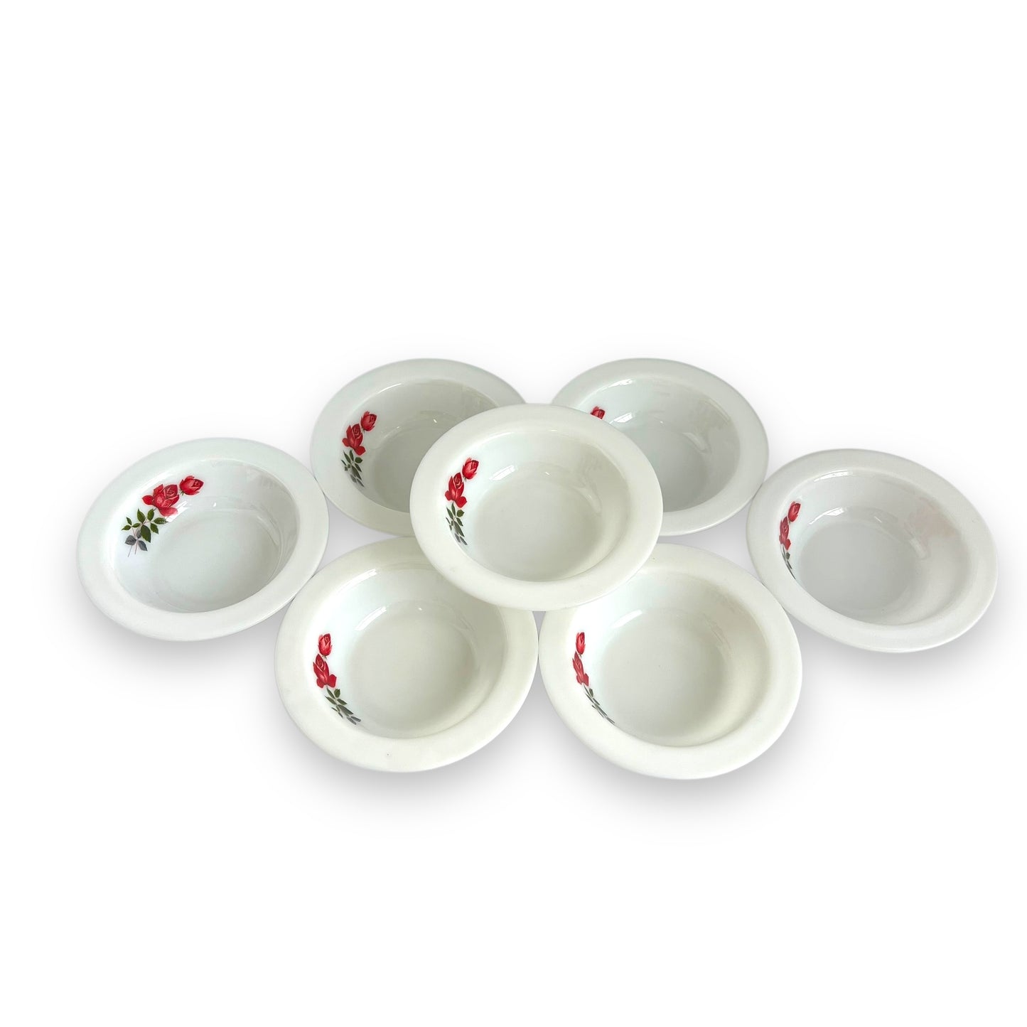 Pyrex “June Rose” Milk Glass Dessert Bowls - Set of 7