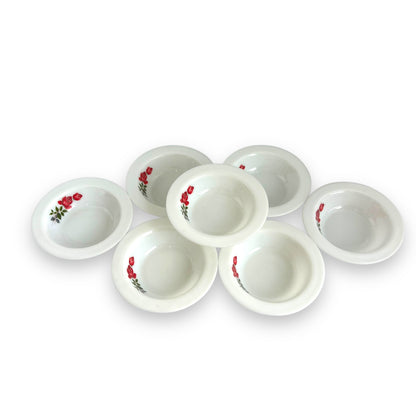 Pyrex “June Rose” Milk Glass Dessert Bowls - Set of 7