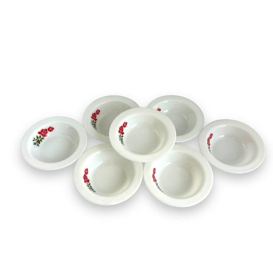 Pyrex “June Rose” Milk Glass Dessert Bowls - Set of 7