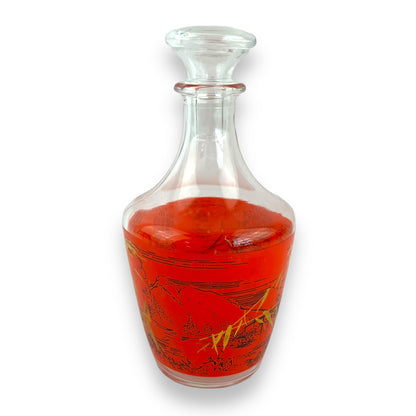 Glass decanter orange mountains