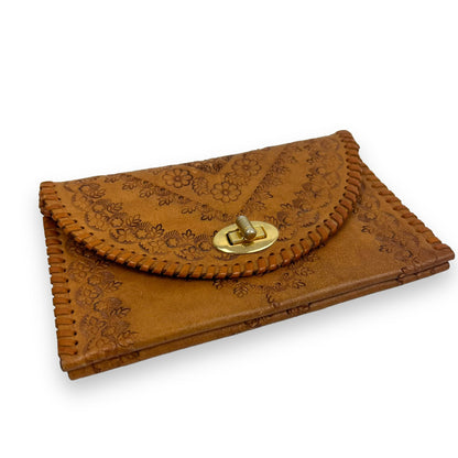 Brown Hand Tooled Leather Purse