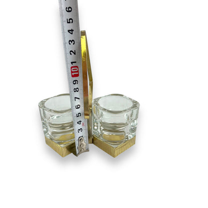 Clear glass Salt & Pepper Holder with Brass Handle - Made in Italy