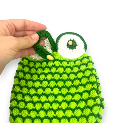 Green Owl Teapot Cozy Crochet Knitted Cover
