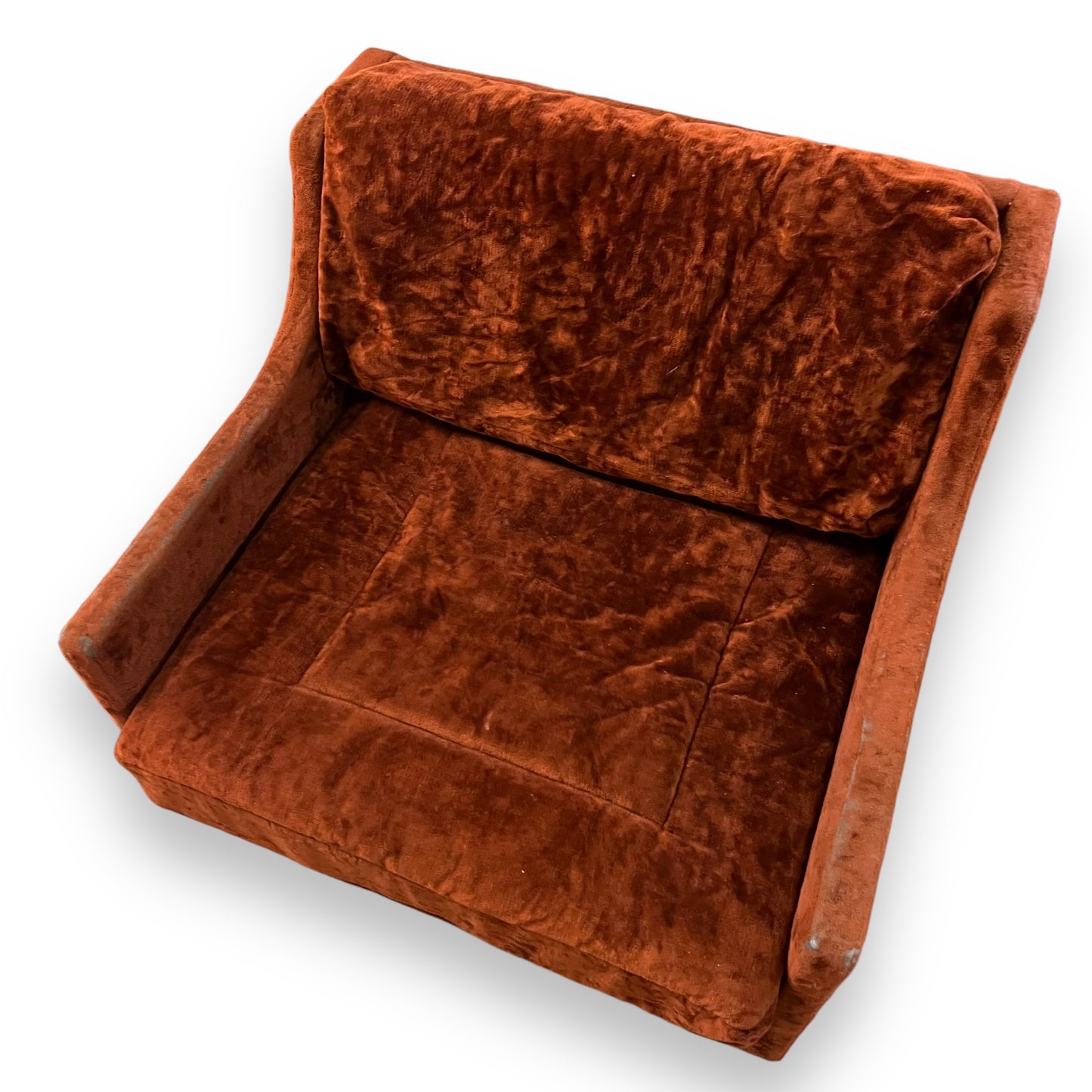 Orange Maroon Crushed Velvet Single Lounge Chair