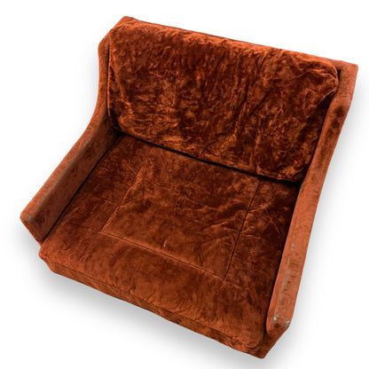 Orange Maroon Crushed Velvet Single Lounge Chair
