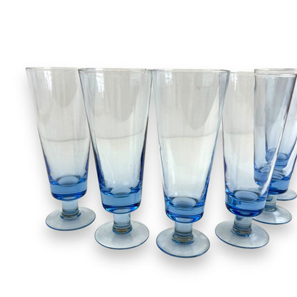 Blue cocktail flute glass set of 6