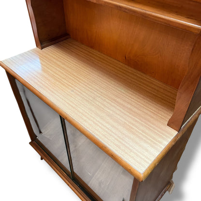 Hutch Display Cabinet with Glass Sliding Doors & Arched Top