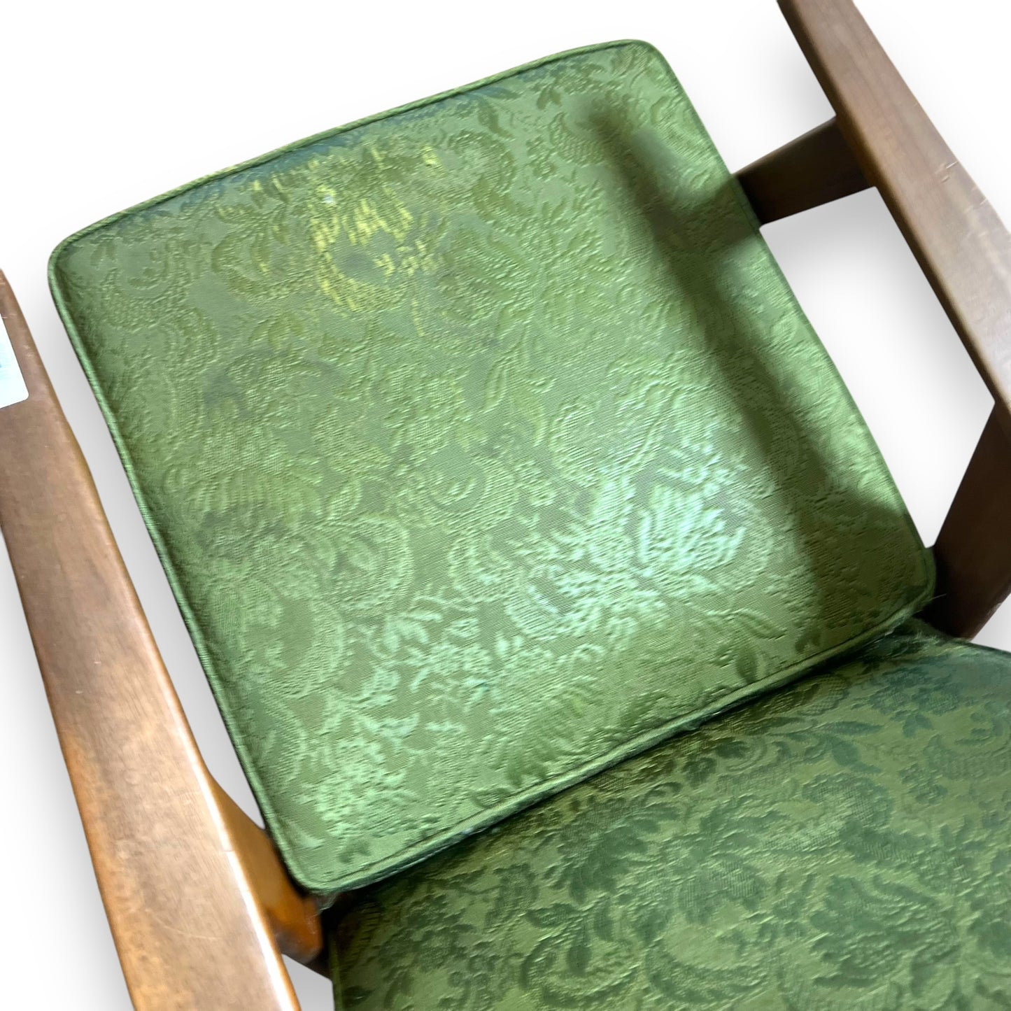 Green Vintage Armchair wooden frame