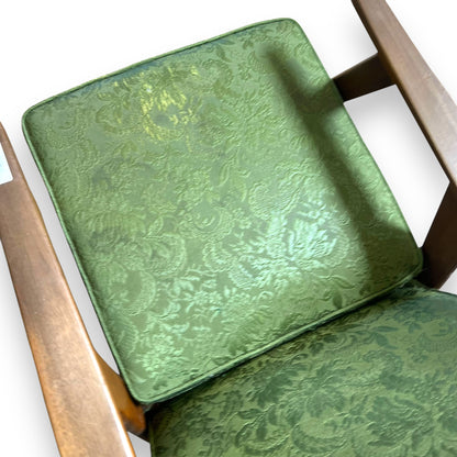 Green Vintage Armchair wooden frame
