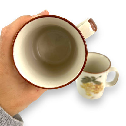 Yellow grape pattern mug set of 2