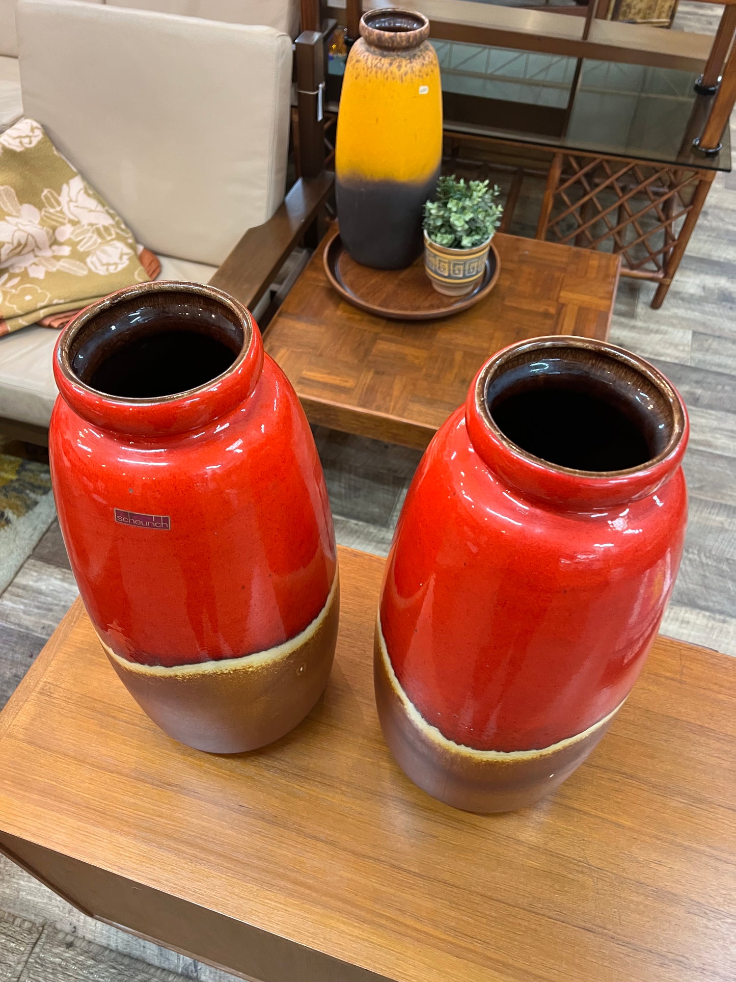 Pair of Large Scheurich West German Pottery Floor Vases – Model 284-47