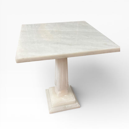Alabastor Pedestal Side Table with Brass Detail