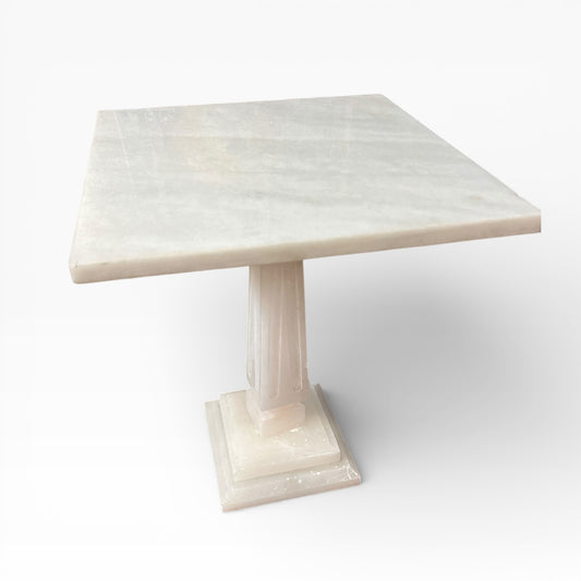 Alabastor Pedestal Side Table with Brass Detail