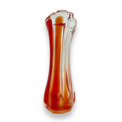 Red Candy Stripe Art Glass Stem Vase