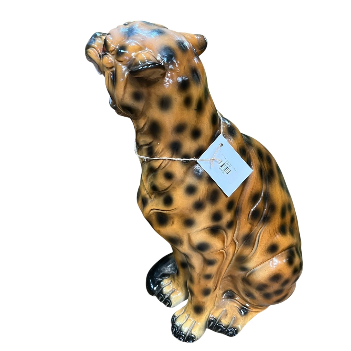 Large Vintage Cheetah Statue – Mid-Century Ceramic Jungle Cat