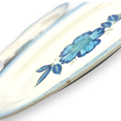 Blue flower oval plates x2