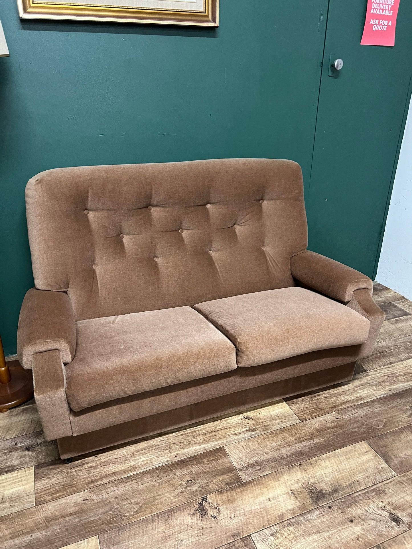 Taupe Two Seater Button Tufted Upholstered Lounge