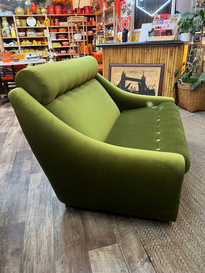 Dana Furniture 2 Seater Lounge | Olive Green Velour | Mid Century Modern Sofa