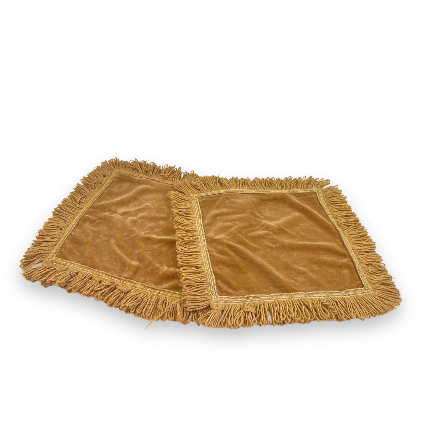 Brown fringed pillow case set of 2