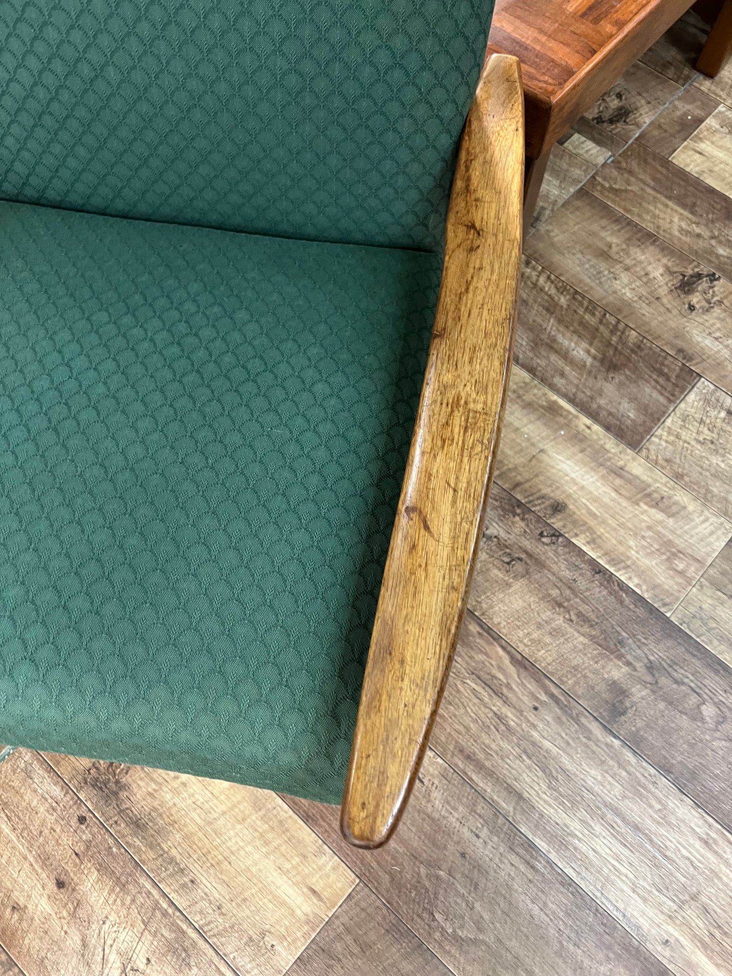 Fler Mid-Century High Back Armchair – Green Upholstery