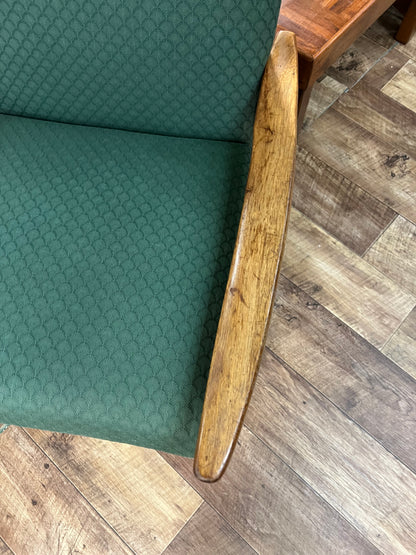 Fler Mid-Century High Back Armchair – Green Upholstery