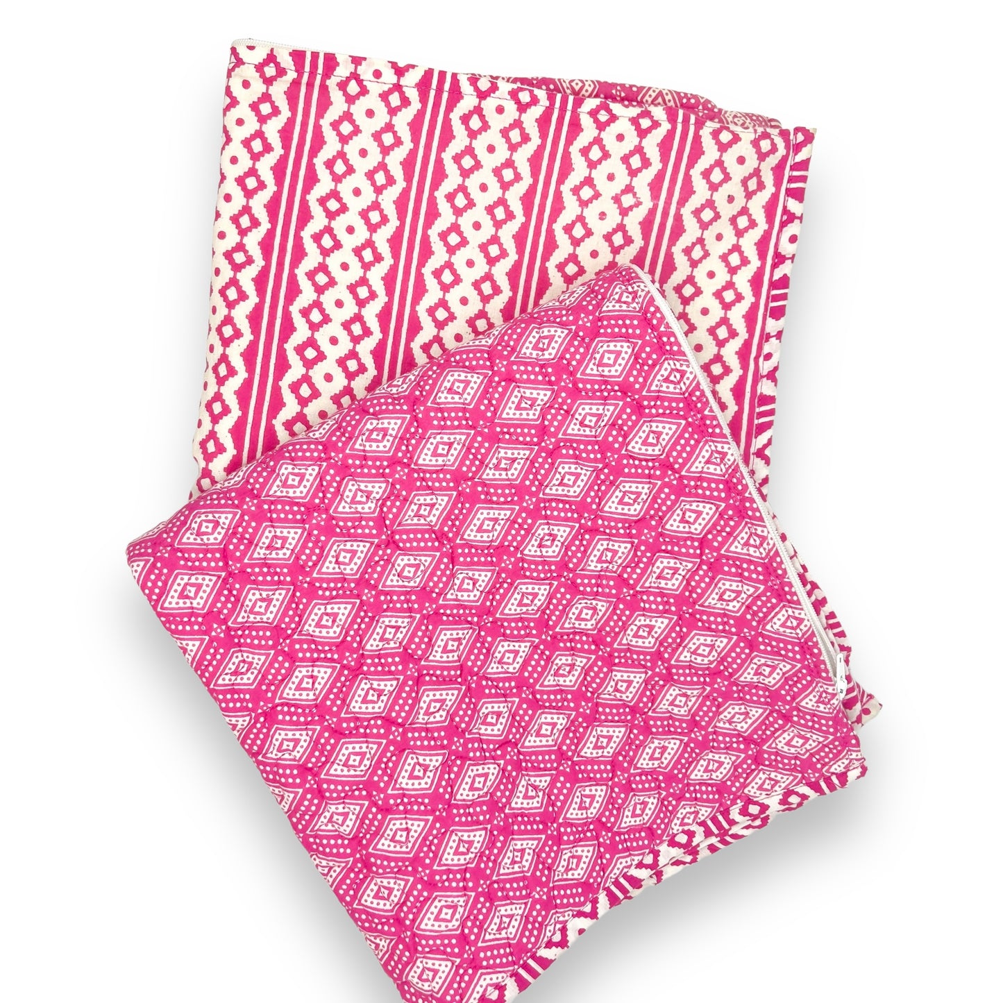 Pink Patterned Throw Pillow Cushion Cover Set of 2