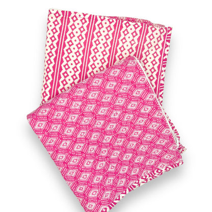 Pink Patterned Throw Pillow Cushion Cover Set of 2