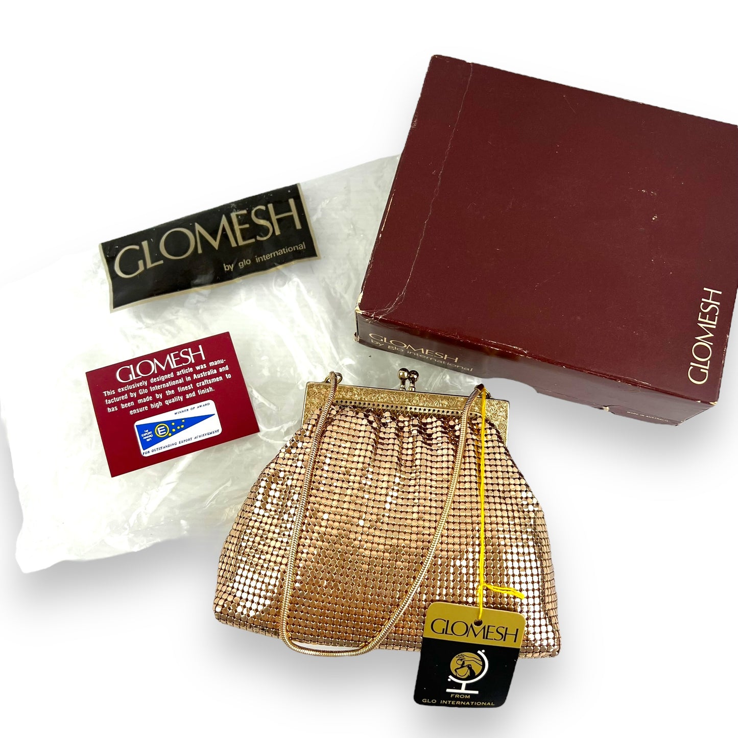 Glomesh Gold Mesh Bag in Original Box - New Unused