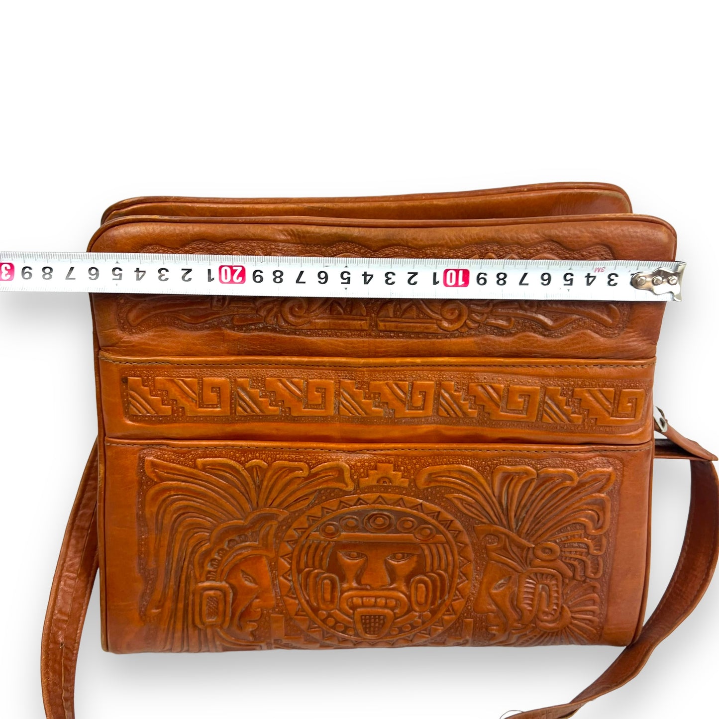 Brown Mexican Leather Bag Hand Tooled With Strap