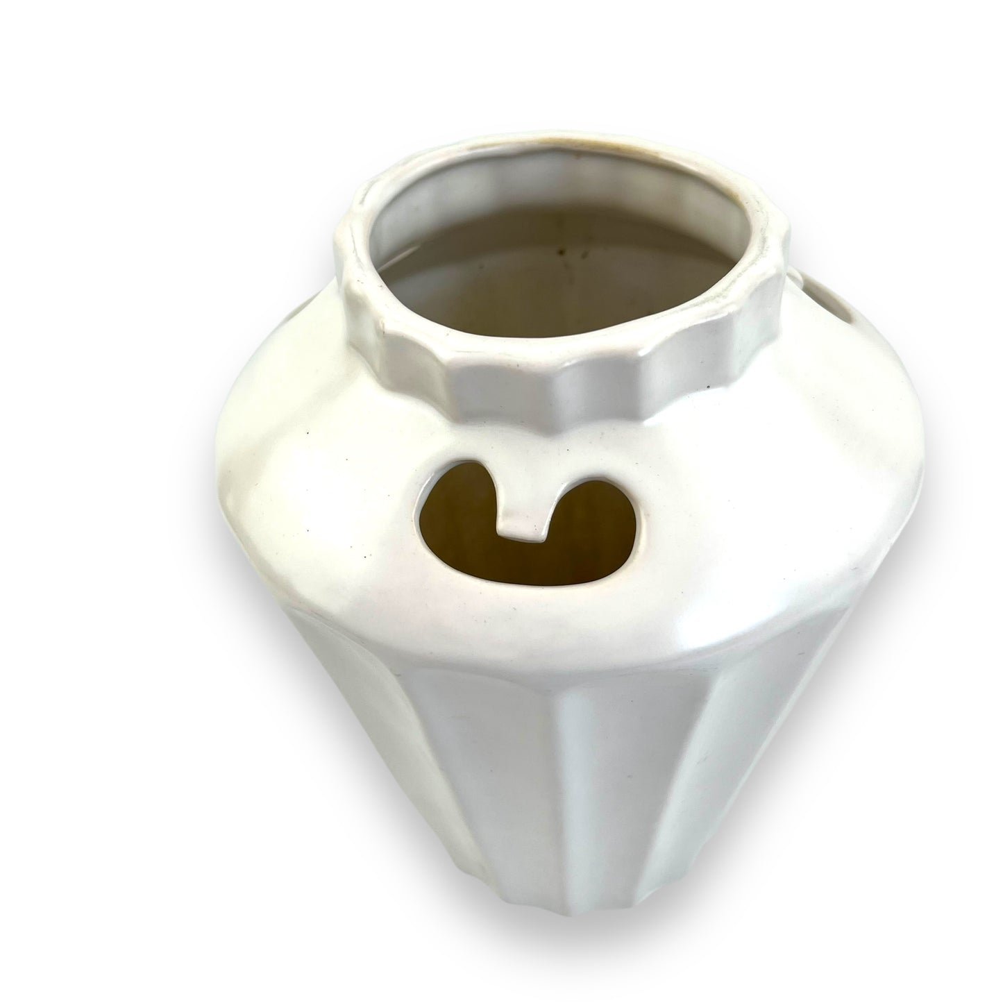 Raynham White Vase with cutout sections around edge
