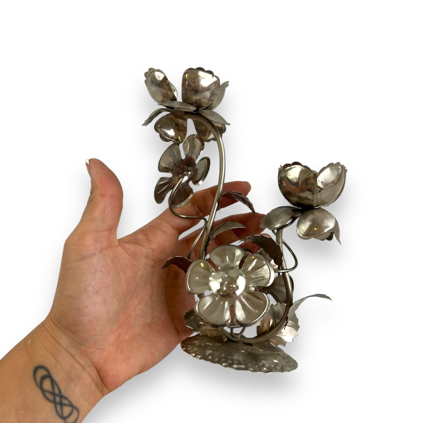 Metal Floral Candle Holder - Handmade Hong Kong