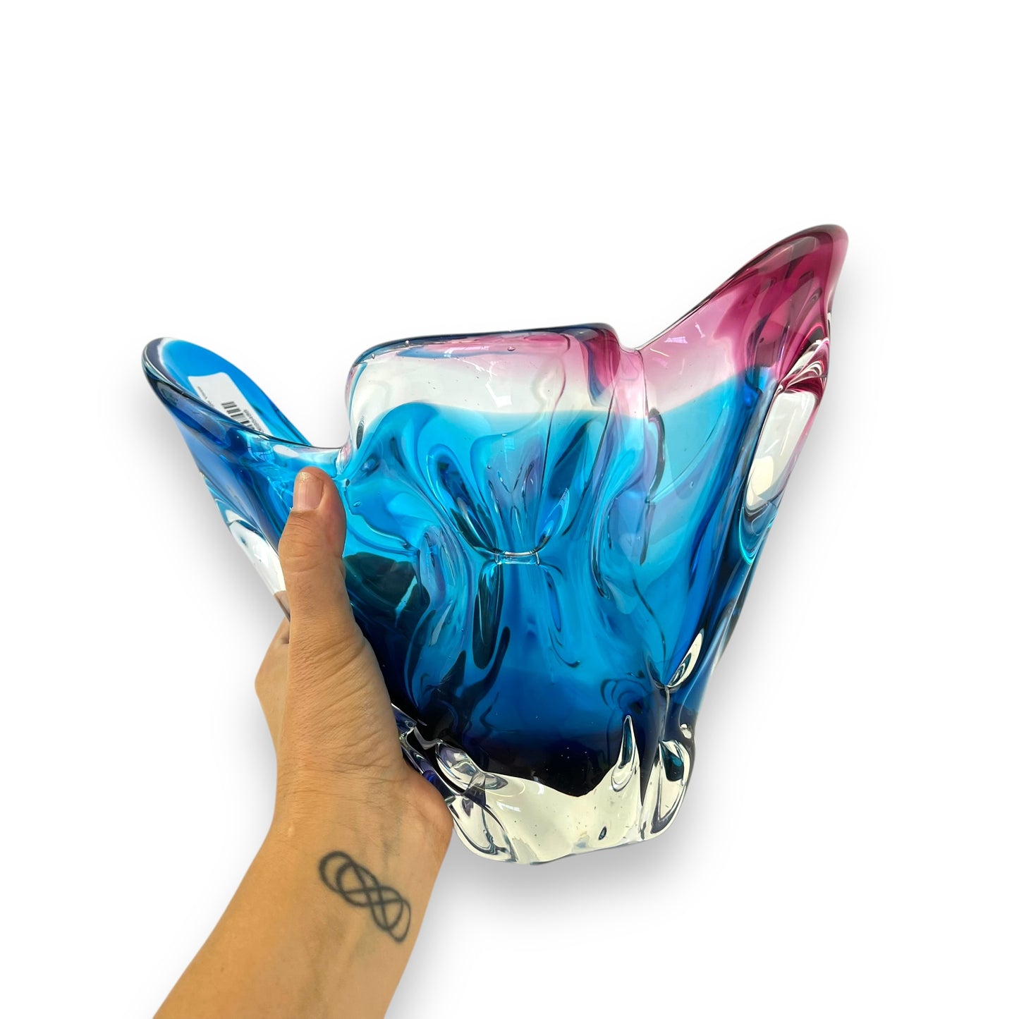 Pink & Blue Art Glass Large Vase