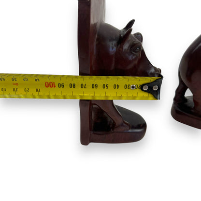 Wooden Hippo Bookends