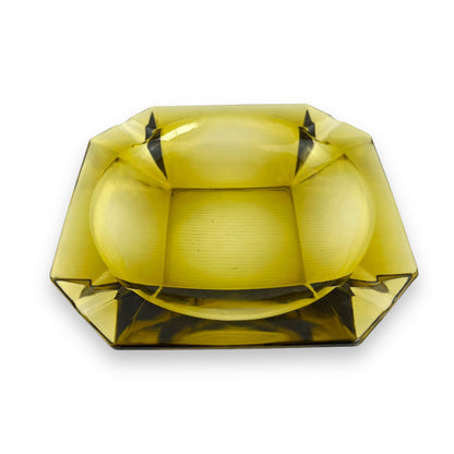 Large yellow glass square ashtray