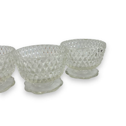 Set of 5 Diamond-Cut Glass Dessert Bowls