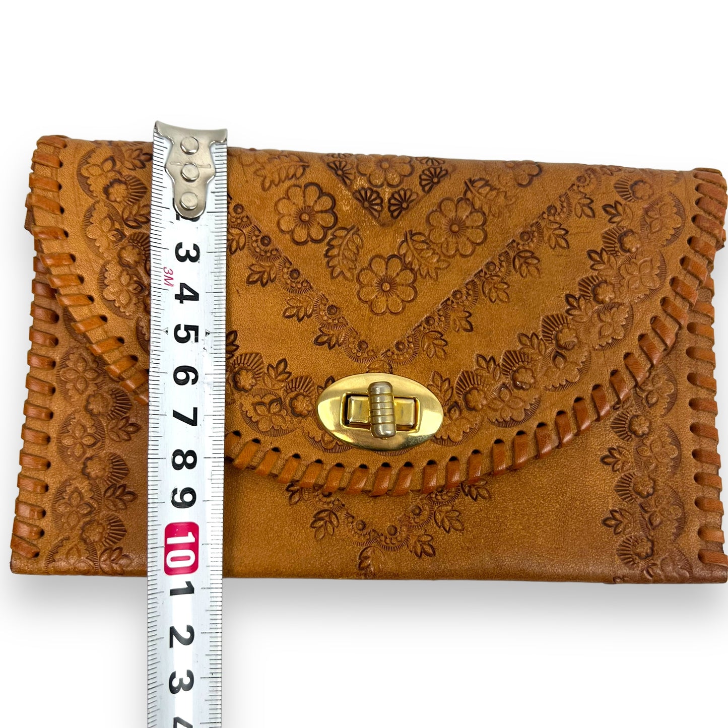 Brown Hand Tooled Leather Purse