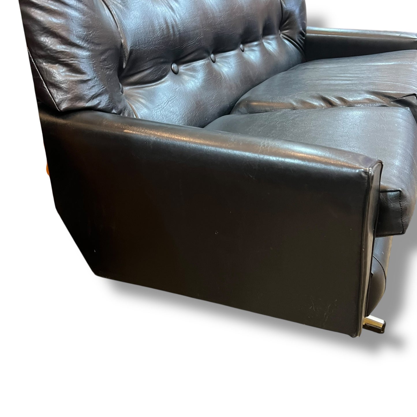 Mid-Century Black Vinyl Lounge – Retro 3-Seater Sofa
