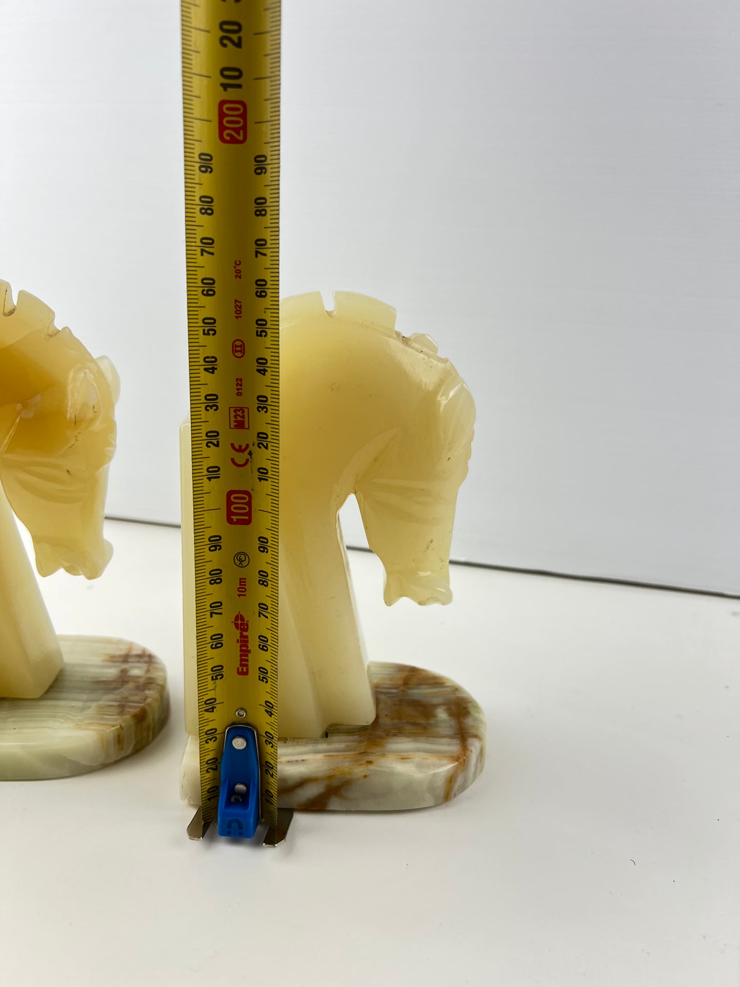 Carved Onyx Horse Head Bookends Pair