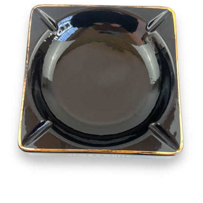 Black and white scotch whiskey branded black ceramic square ashtray