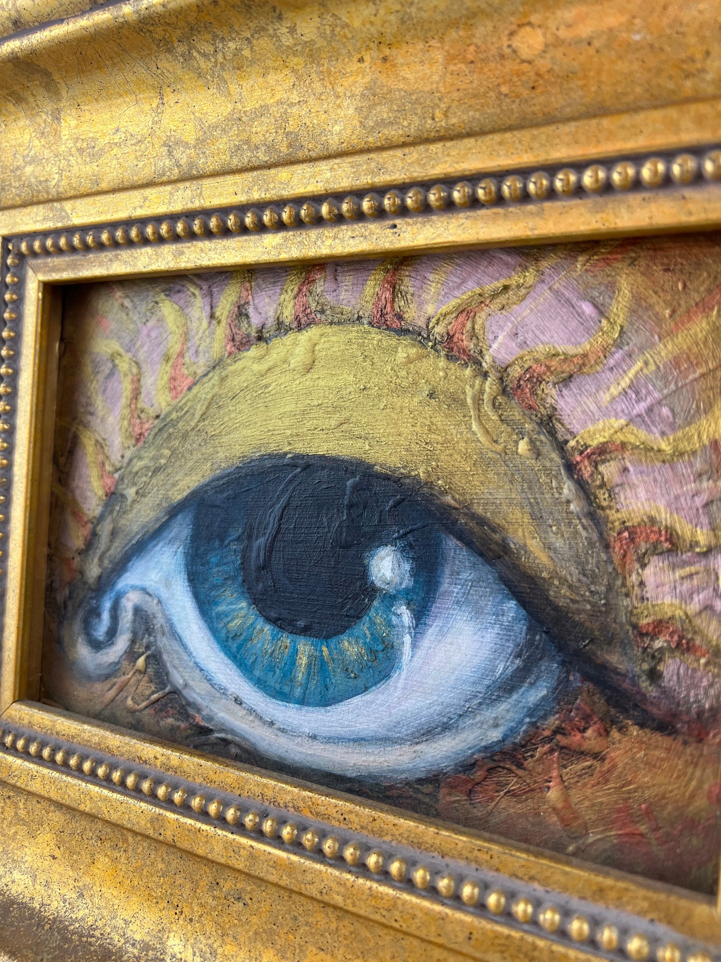 Framed Surrealist Eye Painting – Gilt Frame