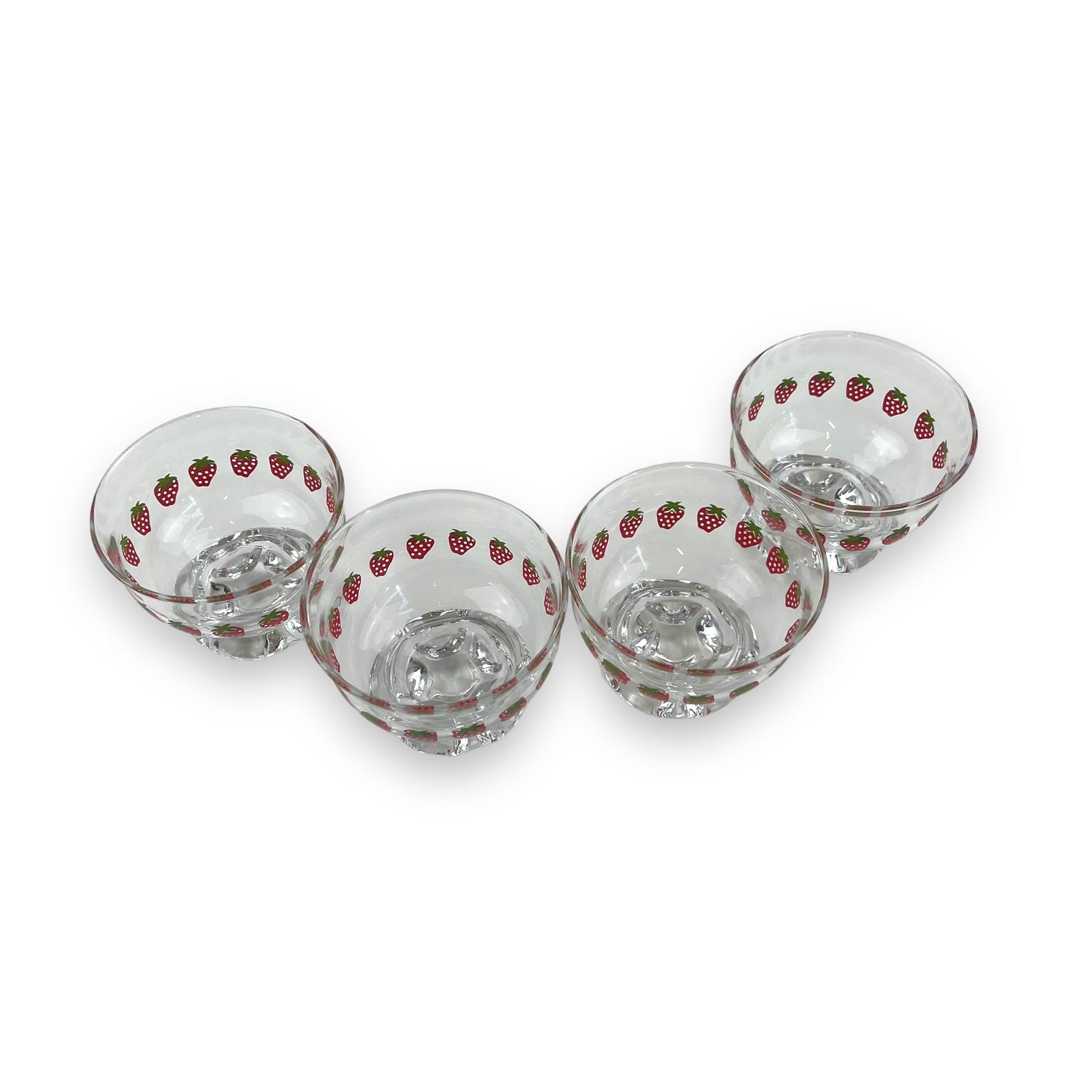 Glass Dessert Cup with strawberry pattern set of 4