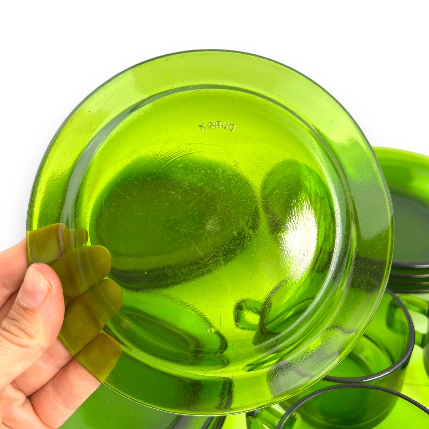 Durax France Green Glass 4 Person Dinner Set