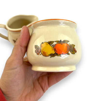 Sugar Pot & creamer set with fruit design